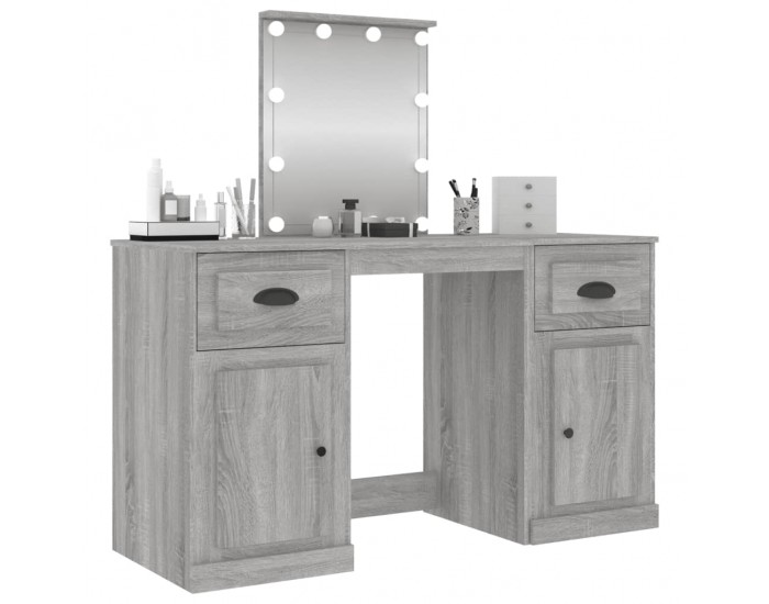 Sonata H Тоалетка с LED, сив сонома, 130x50x132,5 см