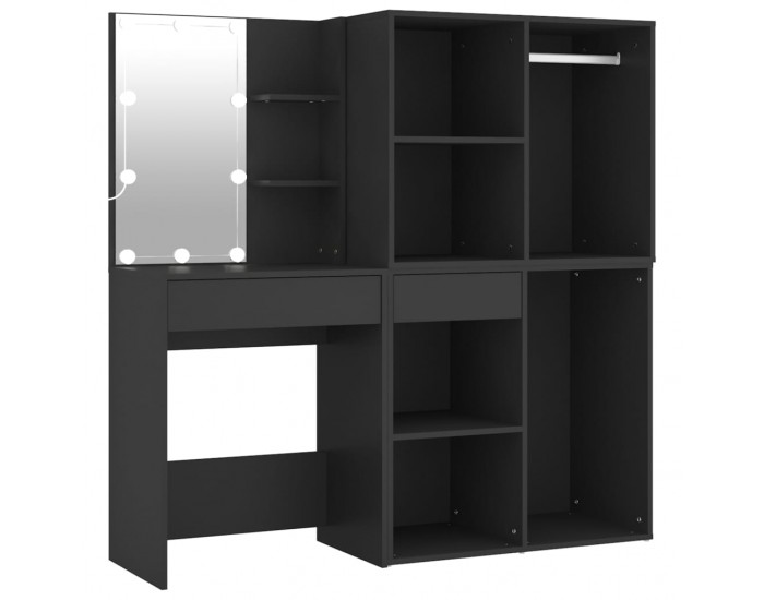 Sonata H LED тоалетка с шкафове, черна, инженерно дърво Sonata H LED тоалетка с шкафове, черна, инженерно дърво
