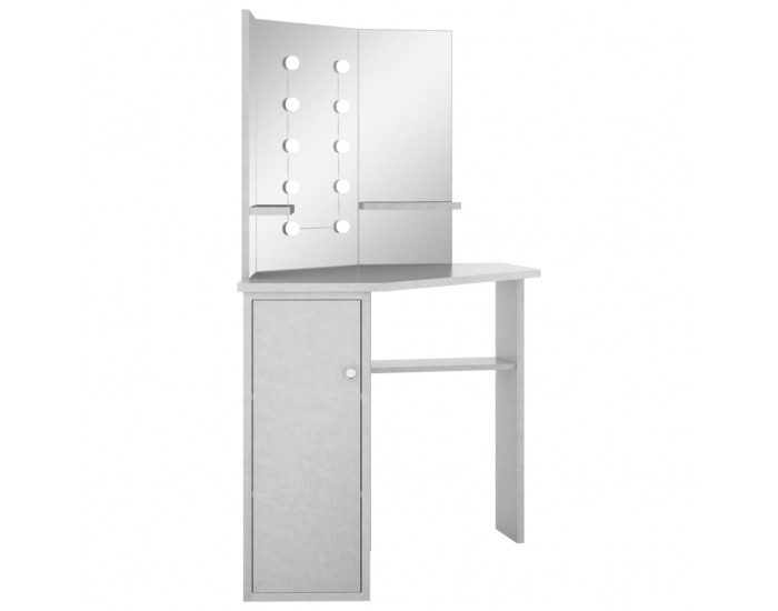 Sonata H Ъглова тоалетка с LED, бетонно сива, 111x54x141,5 см