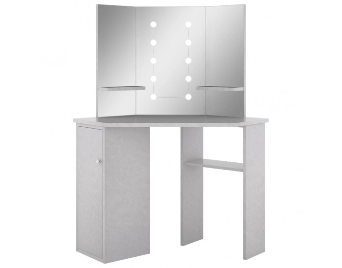 Sonata H Ъглова тоалетка с LED, бетонно сива, 111x54x141,5 см