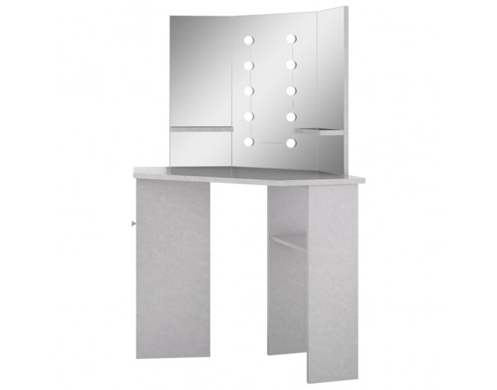 Sonata H Ъглова тоалетка с LED, бетонно сива, 111x54x141,5 см