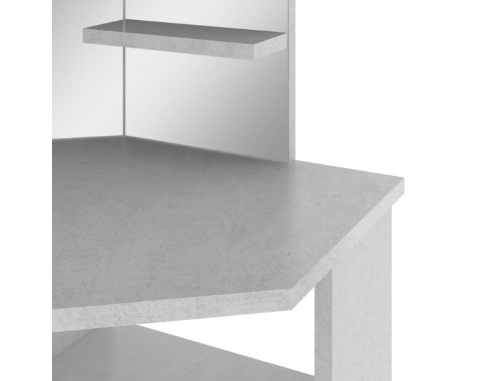 Sonata H Ъглова тоалетка с LED, бетонно сива, 111x54x141,5 см