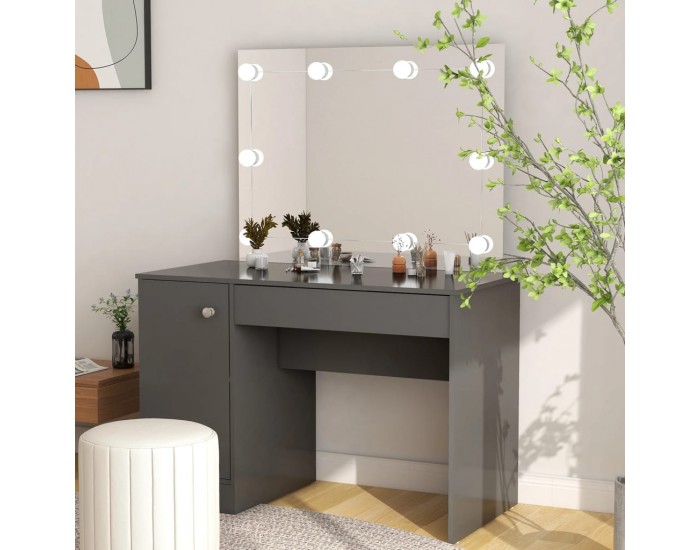 Sonata H Тоалетка с LED лампи, 110x55x145 см, МДФ, сива Sonata H Тоалетка с LED лампи, 110x55x145 см, МДФ, сива