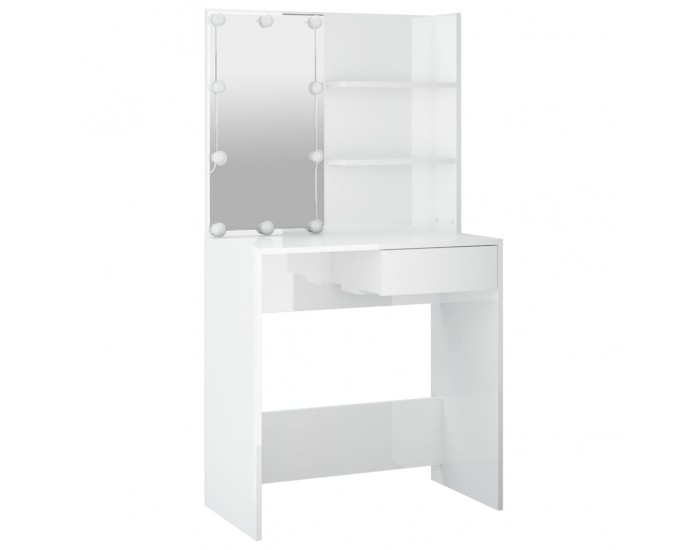 Sonata H Тоалетка с LED, бял гланц, 74,5x40x141 см