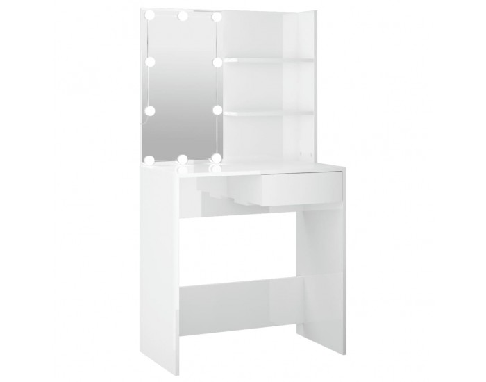 Sonata H Тоалетка с LED, бял гланц, 74,5x40x141 см