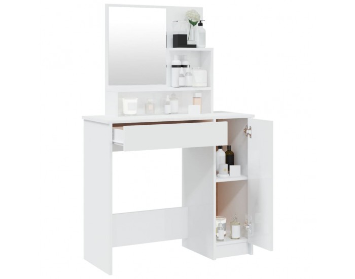 Sonata H Тоалетка с огледало, бял гланц, 86,5x35x136 см