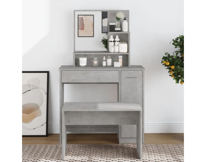 Sonata H Тоалетка с огледало, бетонно сива, 86,5x35x136 см