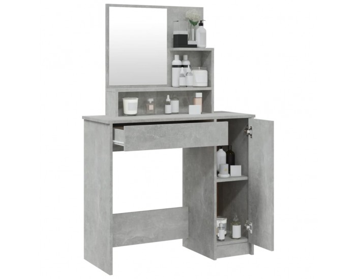 Sonata H Тоалетка с огледало, бетонно сива, 86,5x35x136 см
