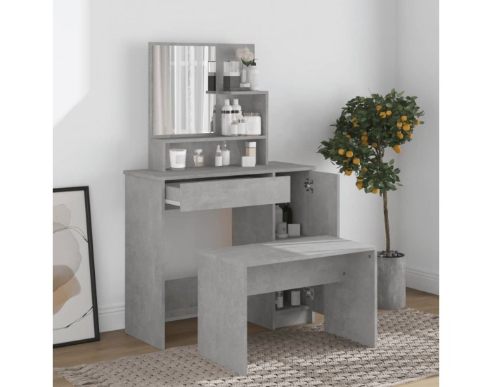 Sonata H Тоалетка с огледало, бетонно сива, 86,5x35x136 см