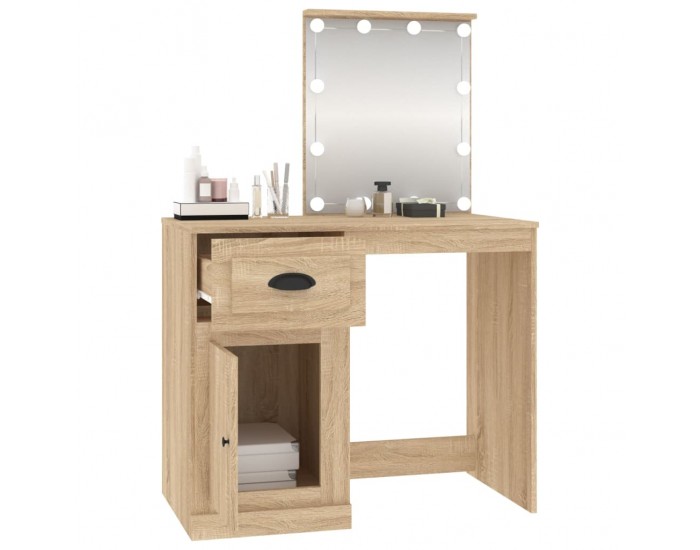 Sonata H Тоалетка с LED сонома дъб 90x50x132,5 см инженерно дърво