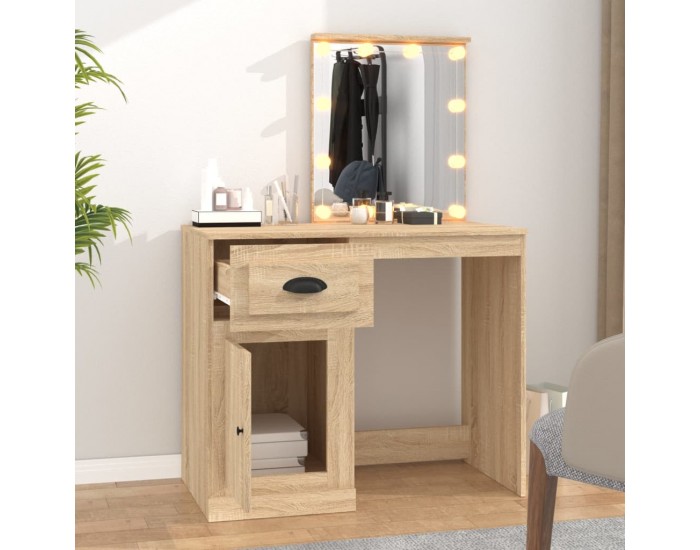 Sonata H Тоалетка с LED сонома дъб 90x50x132,5 см инженерно дърво