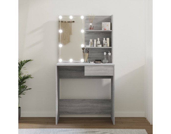 Sonata H Тоалетка с LED, сив сонома, 74,5x40x141 см