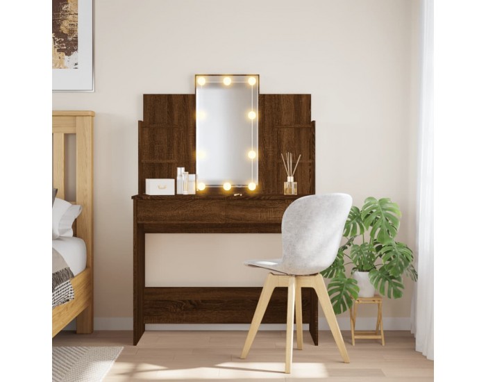 Sonata H Тоалетка с LED лампи, кафяв дъб, 96x40x142 см Sonata H Тоалетка с LED лампи, кафяв дъб, 96x40x142 см