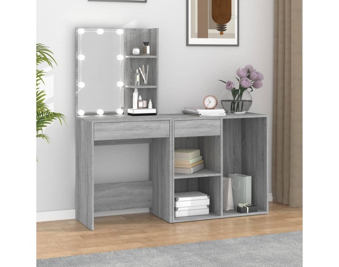 Sonata H LED тоалетка с шкаф, сив сонома, инженерно дърво