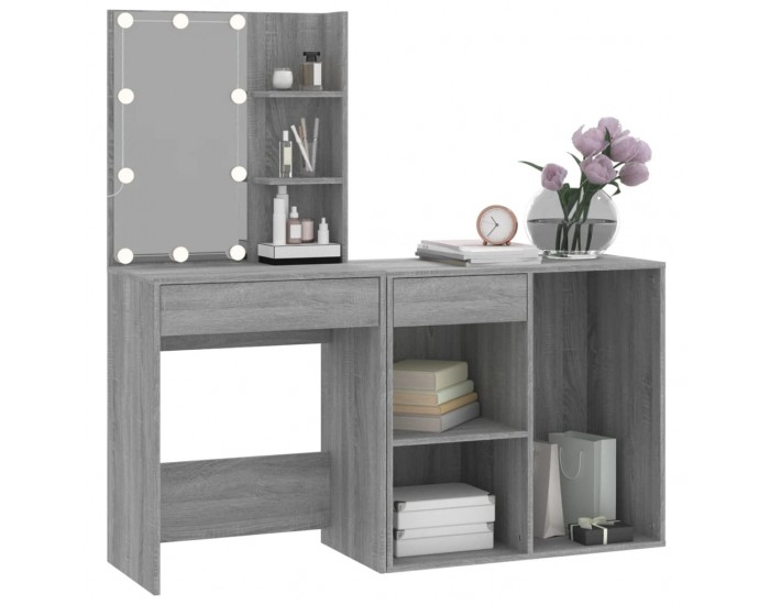 Sonata H LED тоалетка с шкаф, сив сонома, инженерно дърво