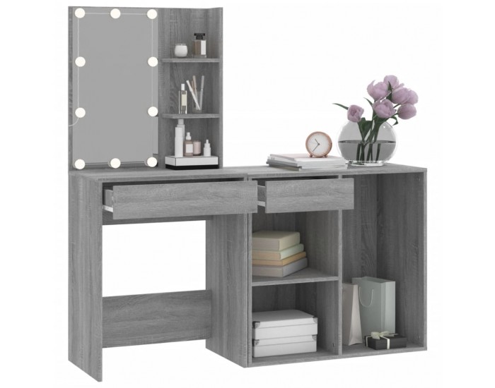 Sonata H LED тоалетка с шкаф, сив сонома, инженерно дърво