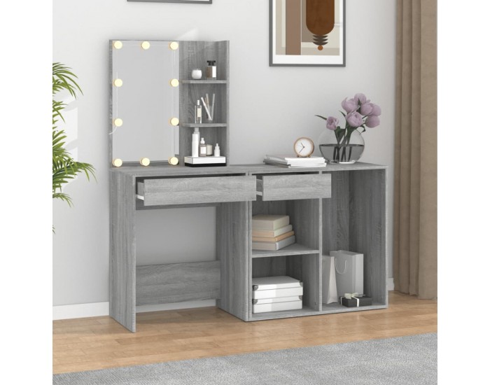 Sonata H LED тоалетка с шкаф, сив сонома, инженерно дърво