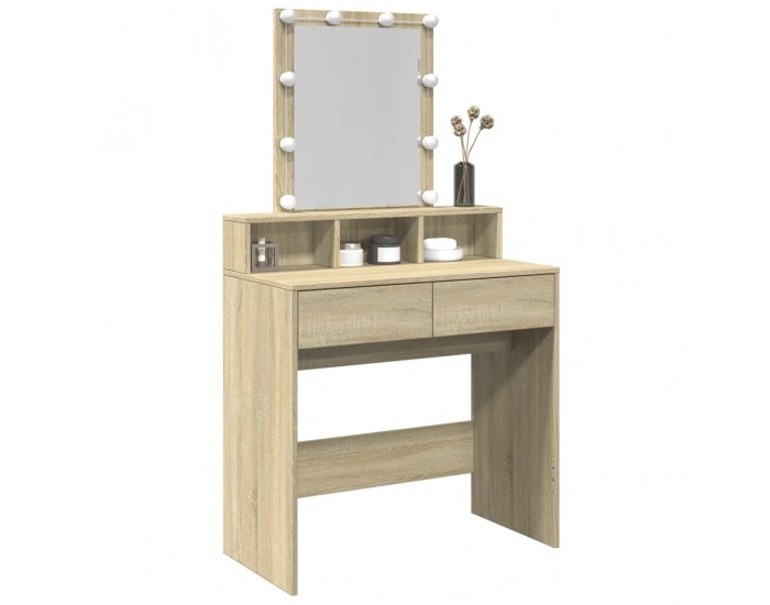 Sonata H Тоалетка с LED, дъб сонома, 80x41x144,5 см