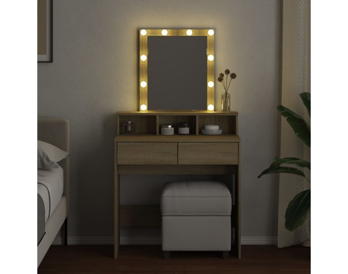 Sonata H Тоалетка с LED, дъб сонома, 80x41x144,5 см