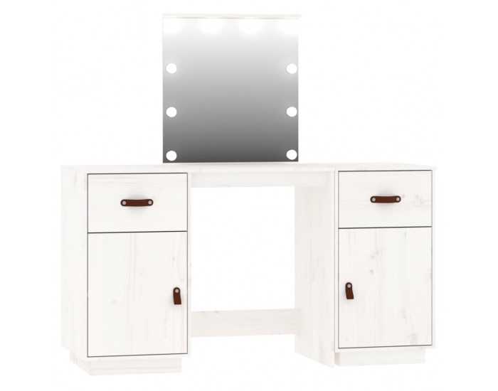 Sonata H Комплект тоалетка с LED, бяла, борово дърво масив Sonata H Комплект тоалетка с LED, бяла, борово дърво масив