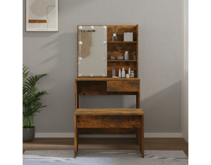 Sonata H Комплект тоалетка с LED, опушен дъб, инженерно дърво