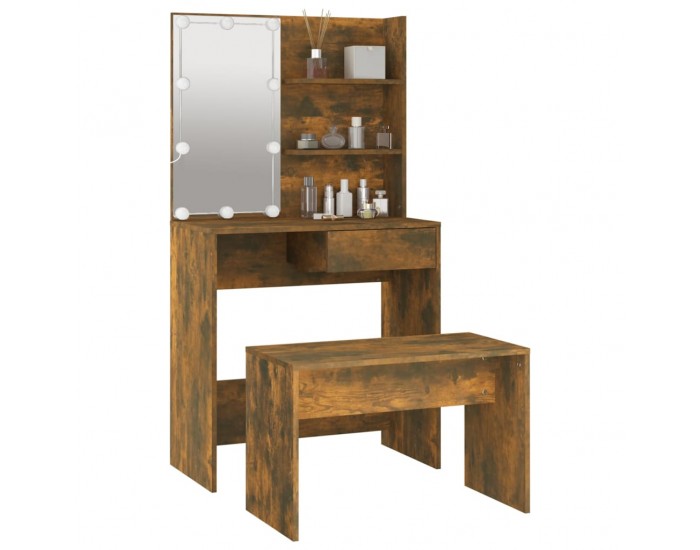 Sonata H Комплект тоалетка с LED, опушен дъб, инженерно дърво