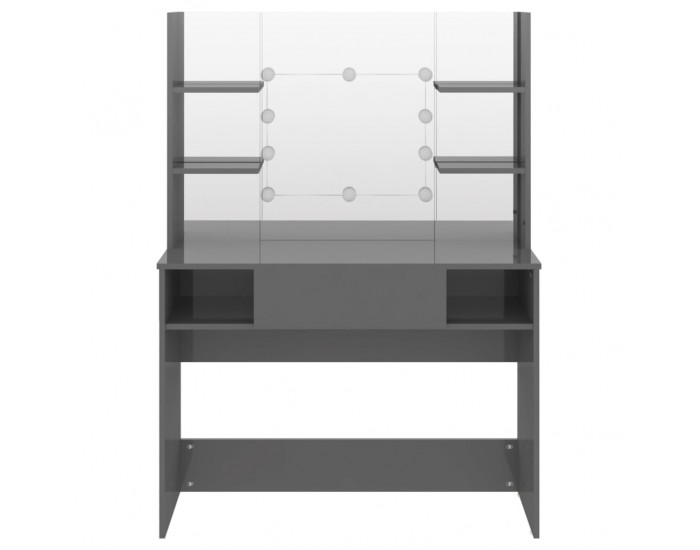 Sonata H Тоалетка с LED лампи, 100x40x135 см, МДФ, сияйно сиво