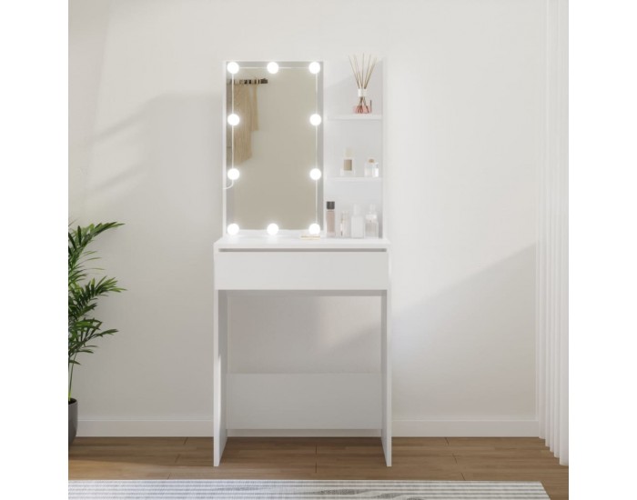 Sonata H Тоалетка с LED, бяла, 60x40x140 см