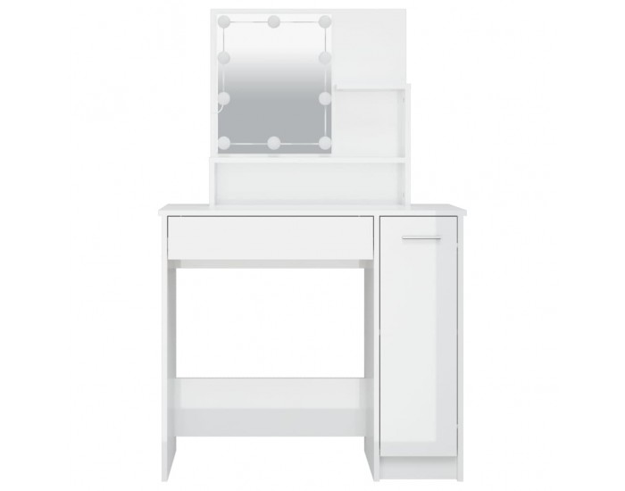 Sonata H Тоалетка с LED, бял гланц, 86,5x35x136 см