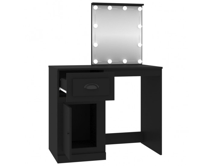 Sonata H Тоалетка с LED, черно, 90x50x132,5 см, инженерно дърво