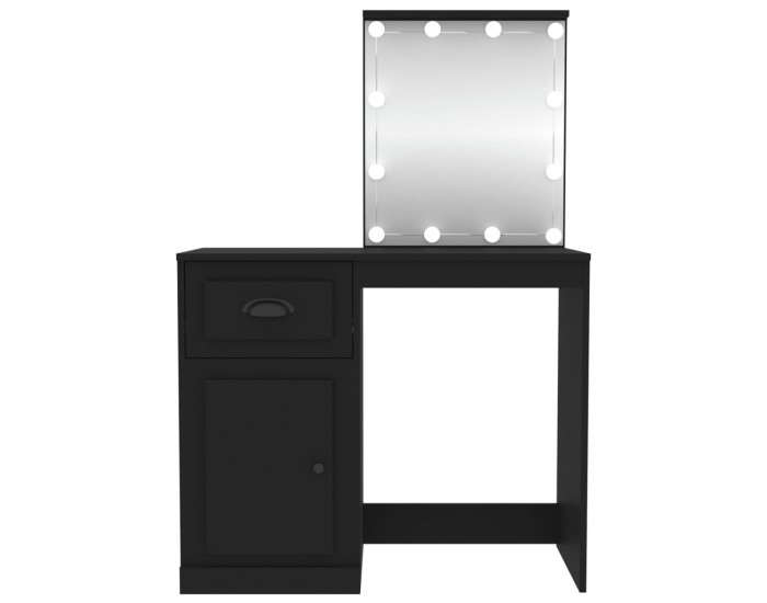 Sonata H Тоалетка с LED, черно, 90x50x132,5 см, инженерно дърво
