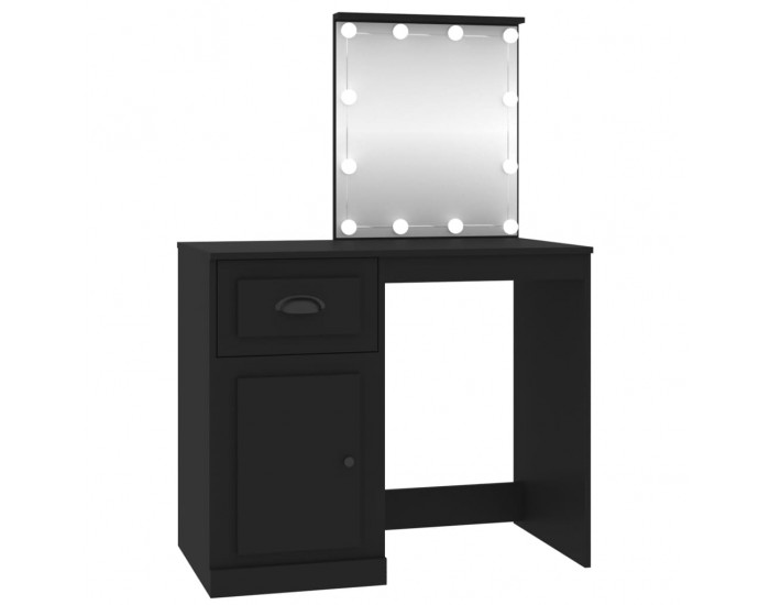 Sonata H Тоалетка с LED, черно, 90x50x132,5 см, инженерно дърво