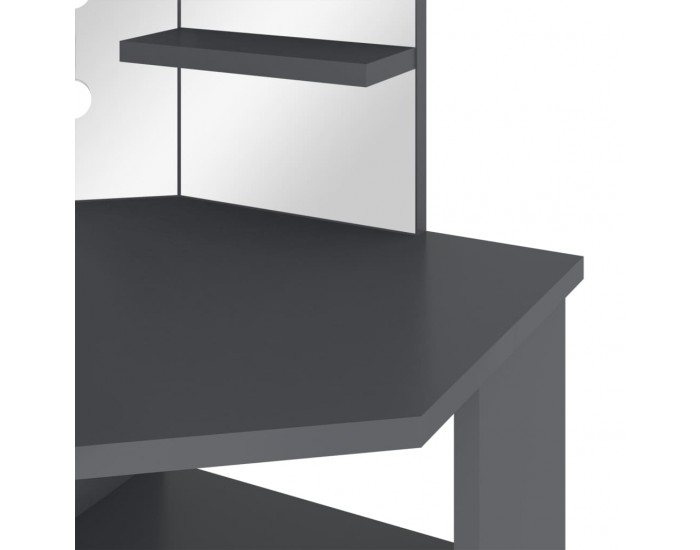 Sonata H Ъглова тоалетка с LED, сива, 111x54x141,5 см