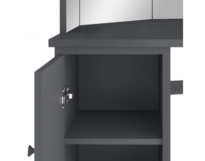 Sonata H Ъглова тоалетка с LED, сива, 111x54x141,5 см