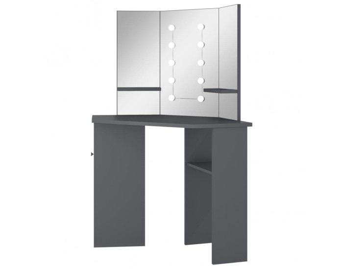 Sonata H Ъглова тоалетка с LED, сива, 111x54x141,5 см