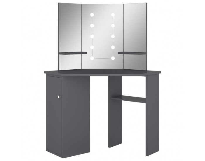 Sonata H Ъглова тоалетка с LED, сива, 111x54x141,5 см