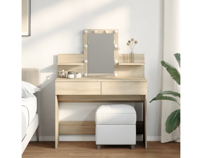 Sonata H Тоалетка с LED, дъб сонома, 100x40x130 см