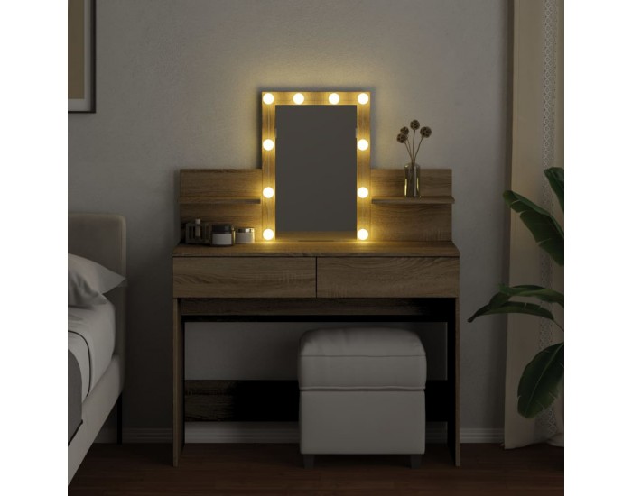 Sonata H Тоалетка с LED, дъб сонома, 100x40x130 см