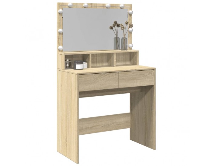 Sonata H Тоалетка с LED, дъб сонома, 80x41x134,5 см