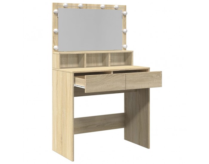 Sonata H Тоалетка с LED, дъб сонома, 80x41x134,5 см