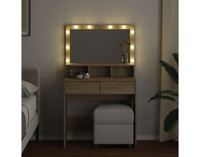 Sonata H Тоалетка с LED, дъб сонома, 80x41x134,5 см