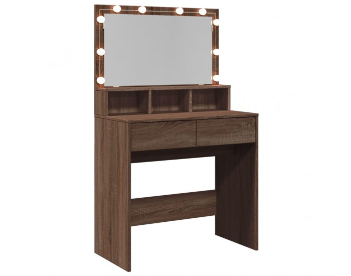 Sonata H Тоалетка с LED, кафяв дъб, 80x41x134,5 см