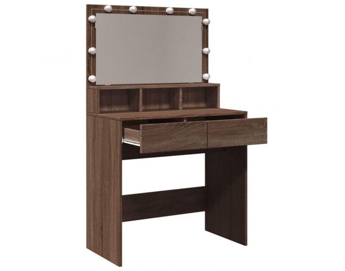 Sonata H Тоалетка с LED, кафяв дъб, 80x41x134,5 см