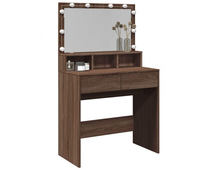 Sonata H Тоалетка с LED, кафяв дъб, 80x41x134,5 см