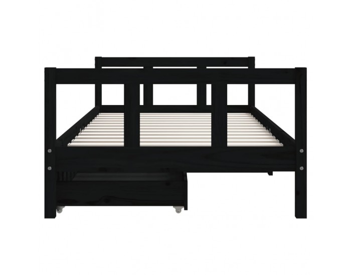 Sonata H Детска рамка за легло с чекмеджета, черна, 90x190 см, бор масив