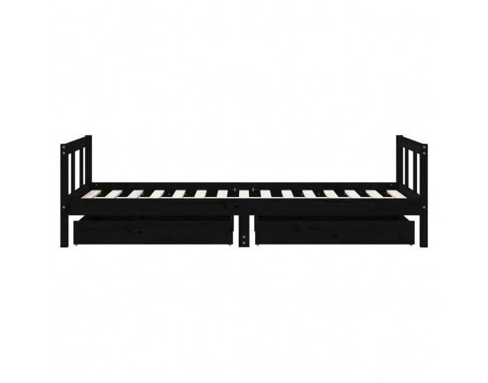 Sonata H Детска рамка за легло с чекмеджета, черна, 90x190 см, бор масив