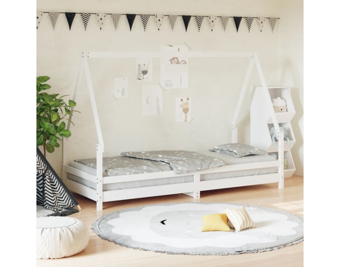 Sonata H Рамка за детско легло бяла 90x200 см масивна борова дървесина