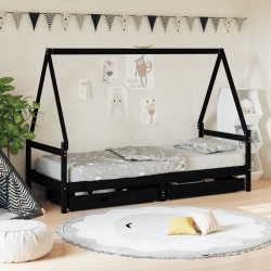 Sonata H Рамка за детско легло с чекмеджета, черно, 80x200 см, чам масив - Детски легла