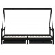 Sonata H Рамка за детско легло с чекмеджета, черно, 80x200 см, чам масив