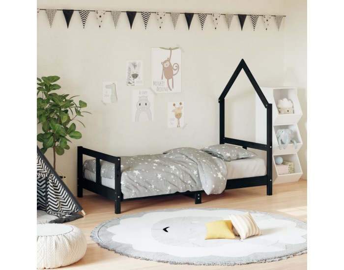 Sonata H Рамка за детско легло черна 80x160 см масивно борово дърво